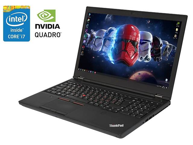 Мобільна робоча станція Lenovo ThinkPad P50/15.6' (3840x2160) IPS/Intel Core i7-6700HQ (4 (8) ядра по 2.6 - 3.5...