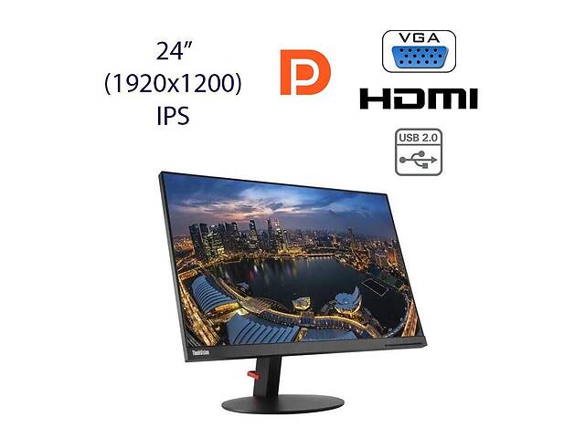 Монітор Lenovo ThinkVision T24i-10/24' (1920х1080) IPS/VGA, DisplayPort, HDMI, USB 2.0/VESA 100x100