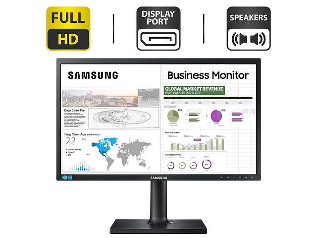 Монитор Samsung LS24E65UPLX/CI / 23.6' (1920x1080) PLS / VGA, HDMI, DisplayPort, Audio / Встроенные колонки 2x 2W / V...