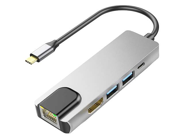 Мультифункциональный разветвитель концентратор Digital Lion USB Type-C MH-09 5в1: 2 x USB 3.0 + Type-C + HDMI + Ethernet