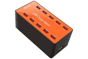 Мультизарядное сетевое зарядное устройство Addap CS-A5B 50W 10 USB Orange