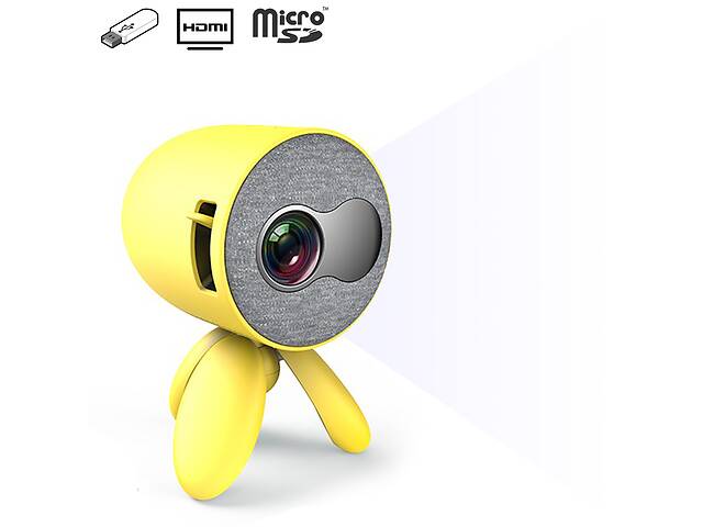 Мини видео-проектор светодиодный с динамиком YG220 с регулируемой подставкой треноги и поддержкой 1080P Желтый