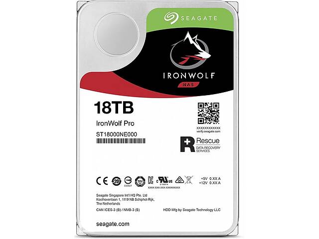 Накопитель HDD SATA 18.0TB Seagate IronWolf Pro NAS 7200rpm 256MB (ST18000NE000)