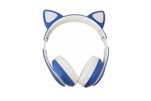 Наушники беспроводные Cat Ear VZV-24M Bluetooth с разноцветной LED подсветкой и кошачьими ушками Синие