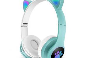 Наушники беспроводные кошачьими ушками CAT Ear VZV-23M Bluetooth RGB Бирюзовые