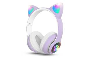 Наушники беспроводные кошачьими ушками CAT Ear VZV-23M Bluetooth RGB Сиреневые