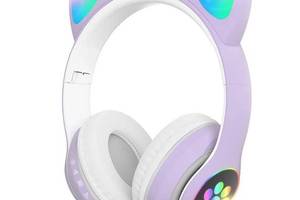 Наушники беспроводные кошачьими ушками CAT Ear VZV-23M Bluetooth RGB Сиреневые