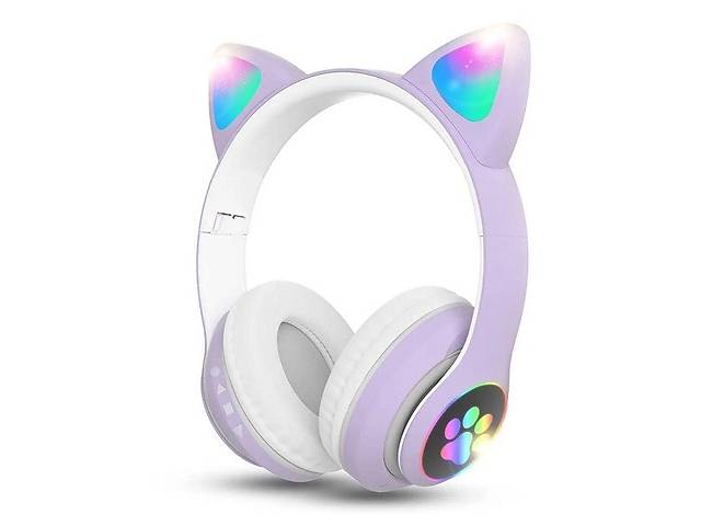 Наушники беспроводные кошачьими ушками CAT Ear VZV-23M Bluetooth RGB Сиреневые
