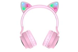 Наушники Bluetooth HOCO Cheerful Cat ear W27 Pink