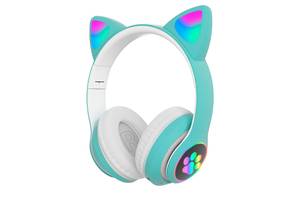 Наушники Cute Headset 'Кошачьи ушки' беспроводные 280ST Bluetooth, MicroSD, FM-Радио Зеленые