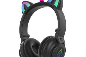 Наушники Cute Headset кошачьи ушки/единорог беспроводные с подсветкой RGB 27STN