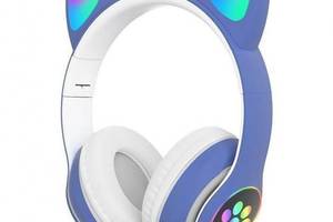 Наушники Кошачьи ушки Cute Headset 280ST Bluetooth MicroSD FM-Радио Синие
