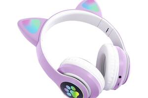 Наушники Кошачьи ушки Cute Headset 280ST Bluetooth MicroSD FM-Радио Фиолетовые