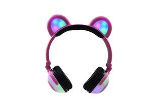 Наушники LINX Bear Ear Headphone с медвежьими ушками LED подсветка 350 mAh Розовый (SUN1862)