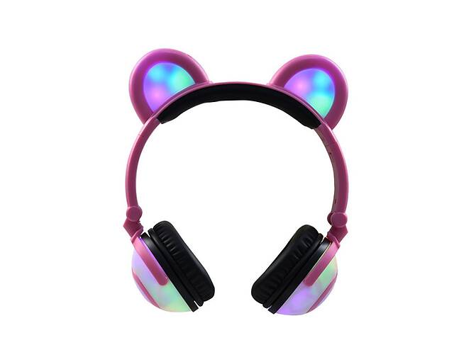 Наушники LINX Bear Ear Headphone с медвежьими ушками LED подсветка 350 mAh Розовый (SUN1862)