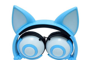 Наушники LINX Bear Ear Headphone с ушками Лисички LED Голубой (SUN2650)