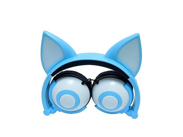 Наушники LINX Bear Ear Headphone с ушками Лисички LED Голубой (SUN2650)
