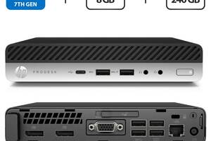 Неттоп Б-класс HP ProDesk 600 G3 Mini PC USFF / Intel Core i5-7500T (4 ядра по 2.7 - 3.3 GHz) / 8 GB DDR4 / 240 GB SS...