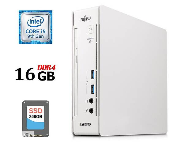 Неттоп Fujitsu Esprimo Q558 USFF / Intel Core i5-9400T (6 ядер по 1.8 - 3.4 GHz) / 16 GB DDR4 / 256 GB SSD / Intel UH...