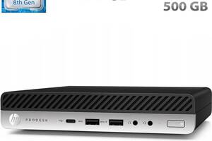 Неттоп HP ProDesk 600 G4 Mini USFF / Intel Core i3-8100T (4 ядра по 3.1 GHz) / 16 GB DDR4 / 500 GB SSD / Intel UHD Gr...