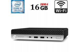 Неттоп HP ProDesk 600 G4 Mini USFF / Intel Core i5-8500T (6 ядер по 2.1 - 3.5 GHz) / 16 GB DDR4 / 256 GB SSD M.2 / In...