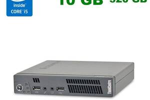 Неттоп Lenovo ThinkCentre M72e Tiny / Intel Core i5-3470T (2 (4) ядра по 2.9 - 3.6 GHz) / 10 GB DDR3 / 320 GB HDD / W...