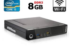 Неттоп Lenovo ThinkCentre M93p Tiny USFF / Intel Core i5-4570T (2 (4) ядра по 2.9 - 3.6 GHz) / 8 GB DDR3 / 120 GB SSD...