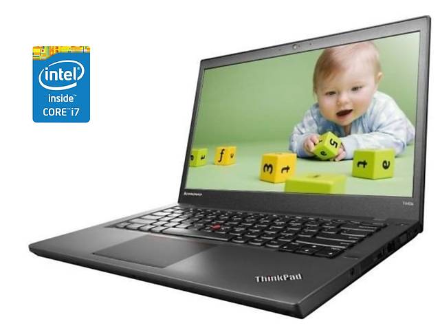 Ноутбук А-класс Lenovo ThinkPad T440p / 14' (1366x768) TN / Intel Core i7-4600M (2 (4) ядра по 2.9 - 3.6 GHz) / 8 GB...