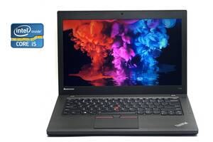 Ноутбук А- класс Lenovo ThinkPad T450 / 14' (1600x900) TN / Intel Core i5-5300U (2 (4) ядра по 2.3 - 2.9 GHz) / 8 GB...