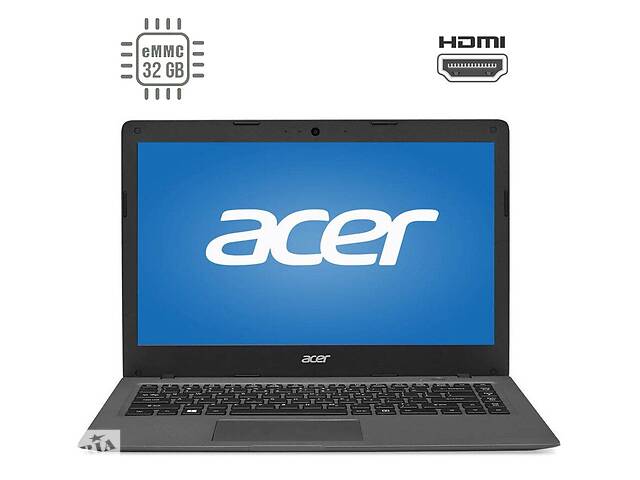 Ноутбук Acer Aspire One Cloudbook 14 AO1-431 / 14' (1366x768) TN / Intel Celeron N3050 (2 ядра по 1.6 - 2.16 GHz) / 2...