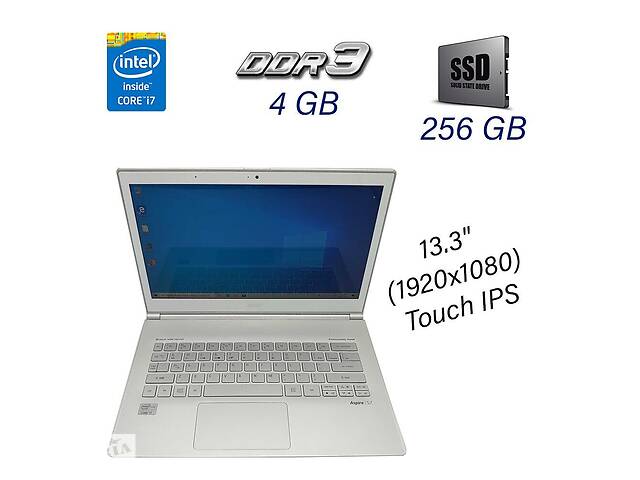 Ноутбук Acer Aspire S7-391 White / 13.3' (1920х1080) Touch IPS / Intel Core i7-3517U (2 (4) ядра по 1.9 - 3.0 GHz) /...
