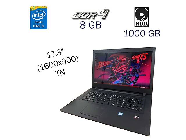 Ноутбук Б клаcс Lenovo IdeaPad 110-17IKB / 17.3' (1600x900) TN / Intel Core i3-7100U (2 (4) ядра по 2.4 GHz) / 8 GB D...