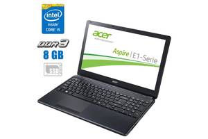 Ноутбук Б-класс Acer Aspire E1-572G / 15.6' (1366x768) TN / Intel Core i3-4010U (2 (4) ядра по 1.7 GHz) / 8 GB DDR3 /...