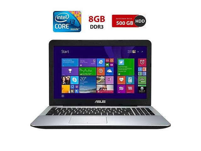 Ноутбук Б-класс Asus R556la / 15.6' (1366x768) TN / Intel Core i3-4030U (2 (4) ядра по 1.9 GHz) / 8 GB DDR3 / 500 GB...