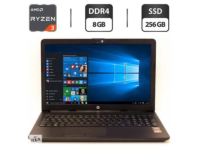 Ноутбук Б-класс HP 15-db00004dx / 15.6' (1366x768) TN / AMD Ryzen 3 2200U (2 (4) ядра по 2.5 - 3.4 GHz) / 8 GB DDR4 /...