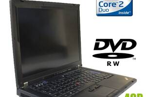 Ноутбук Б-класс Lenovo ThinkPad T400 / 14' (1440x900) TN / Intel Core 2 Duo P8600 (2 ядра по 2.4 GHz) / 4 GB DDR3 / 3...