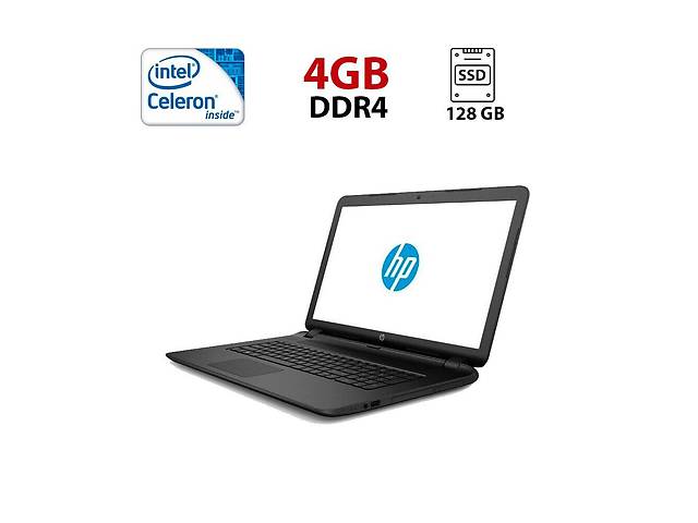 Ноутбук HP 15-bs036ng / 15.6' (1366x768) TN / Intel Celeron N3060 (2 ядра по 1.6 - 2.48 GHz) / 4 GB DDR3 / 128 GB SSD...