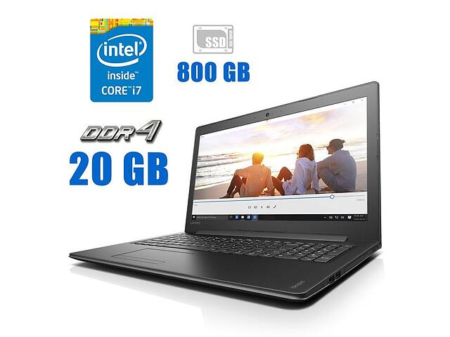 Ноутбук Lenovo IdeaPad 310-15IKB / 15.6' (1366x768) TN Touch / Intel Core i7-7500U (2 (4) ядра по 2.7 - 3.5 GHz) / 20...