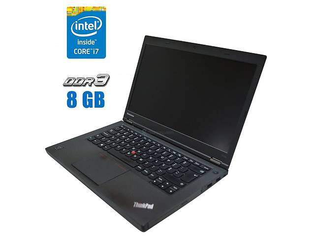 Ноутбук Lenovo ThinkPad T440p / 14' (1366x768) TN / Intel Core i7-4710MQ (4 (8) ядра по 2.5 - 3.5 GHz) / 8 GB DDR3 /...