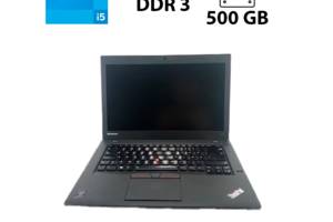 Ноутбук Lenovo ThinkPad T450 / 14' (1366x768) TN / Intel Core i5-5200U (2 (4) ядра по 2.2 - 2.7 GHz) / 4 GB DDR3 / 50...