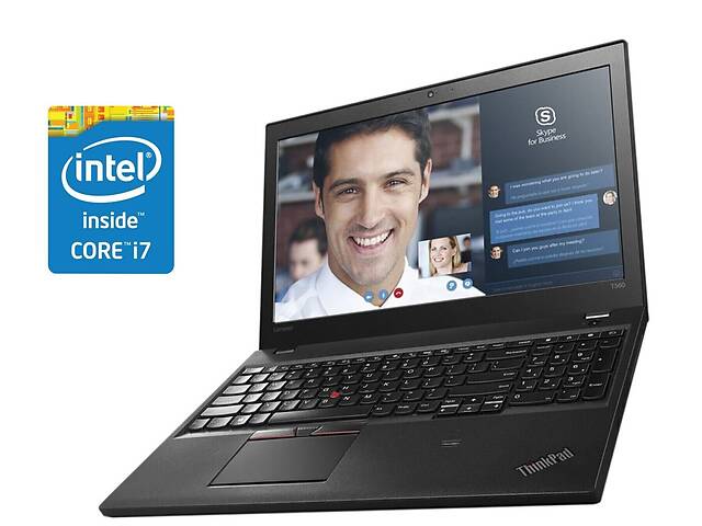 Ноутбук Lenovo ThinkPad T560 / 15.6' (1920x1080) IPS / Intel Core i7-6600U (2 (4) ядра по 2.6 - 3.4 GHz) / 8 GB DDR3...