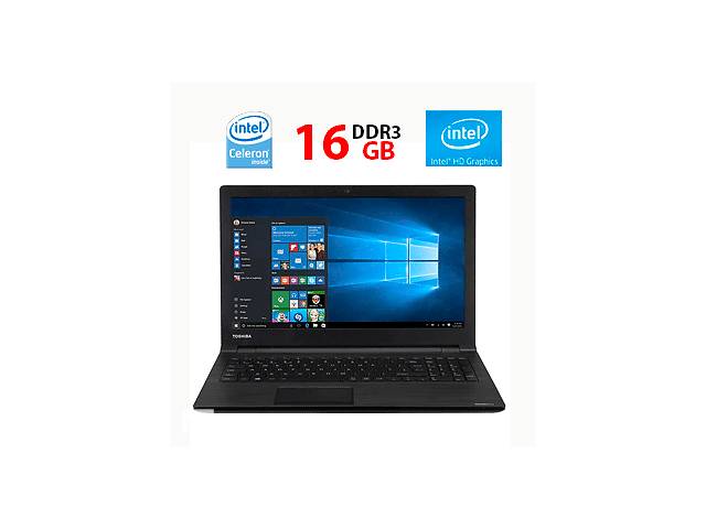 Ноутбук Toshiba Satellite R50 / 15.6' (1366x768) TN / Intel Celeron 3865U (2 ядра по 1.8 GHz) / 16 GB DDR3 / 256 GB S...