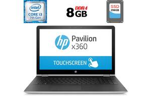 Ноутбук-трансформер HP Pavilion x360 15-br0xx / 15.6' (1366x768) TN Touch / Intel Core i3-7100U (2 (4) ядра по 2.4 GH...