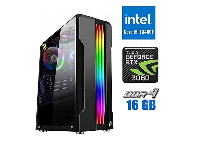 Новый игровой ПК Tower / Intel Core i5-13400F (10 (16) ядер по 1.8 - 4.6 GHz) / 16 GB DDR4 / 500 GB SSD M.2 / nVidia...