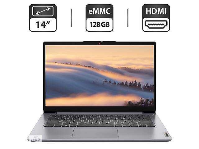 Новый ультрабук Lenovo IdeaPad 1i 14 Gen 7 / 14' (1366x768) TN / Intel Pentium N5030 (4 ядра по 1.1 - 3.1 GHz) / 4 GB...