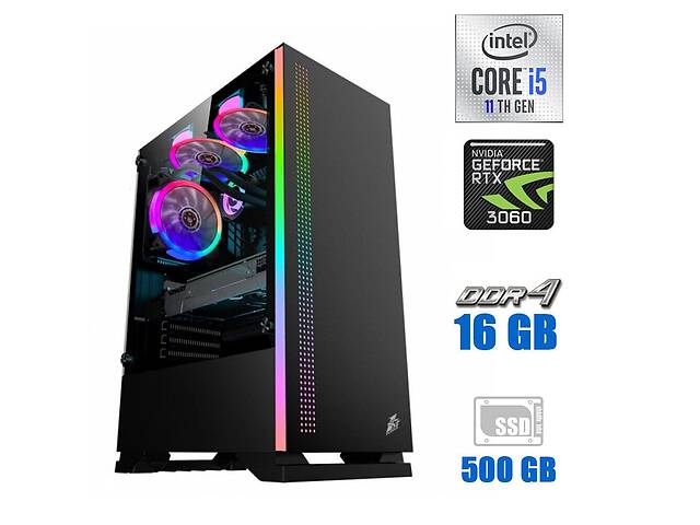 Новый игровой ПК 1stPlayer BS-3-3R1 Tower / Intel Core i5-11400F (6 (12) ядер по 2.6 - 4.4 GHz) / 16 GB DDR4 / 500 GB...