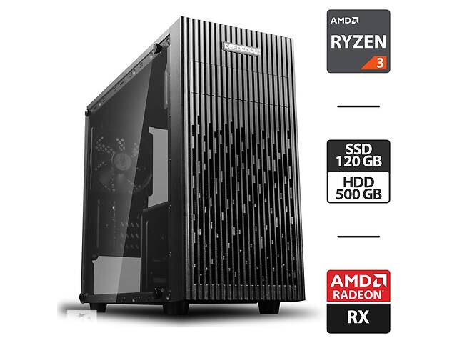 Игровой ПК Deepcool Matrexx 30 Tower / AMD Ryzen 3 1200 (4 ядра по 3.1 - 3.4 GHz) / 8 GB DDR4 / 120 GB SSD + 500 GB H...