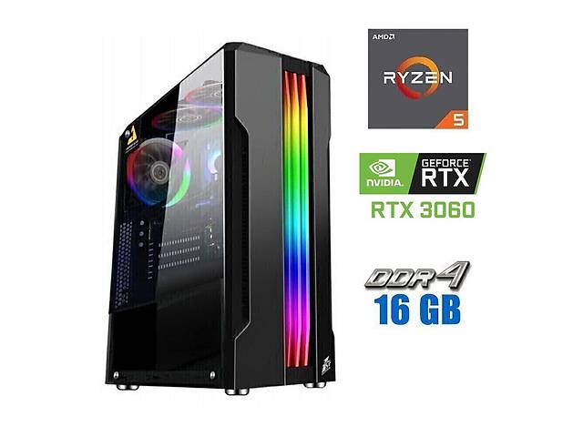 Новый игровой ПК Tower / AMD Ryzen 5 3600 (6 (12) ядер по 3.6 - 4.2 GHz) / 16 GB DDR4 / 480 GB SSD / nVidia GeForce R...