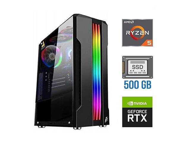 Новый игровой ПК Tower / AMD Ryzen 5 4500 (6 (12) ядер по 3.6 - 4.1 GHz) / 16 GB DDR4 / 500 GB SSD / nVidia GeForce R...