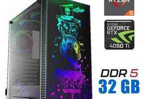 Новый игровой ПК Tower / AMD Ryzen 5 7500F (6 (12) ядер по 3.7 - 5.0 GHz) / 32 GB DDR5 / 1000 GB SSD M.2 / nVidia GeF...